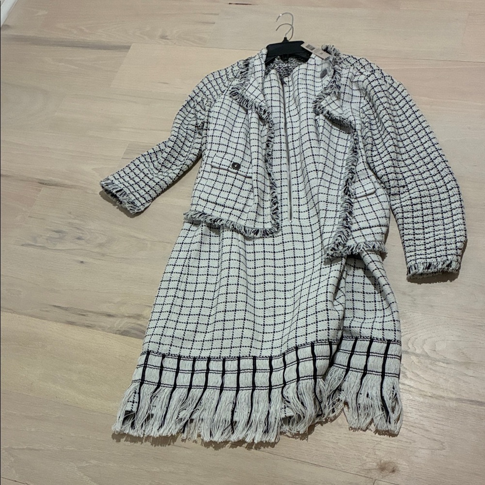 NIC+ZOE Black and White Grid Dress with Jacket